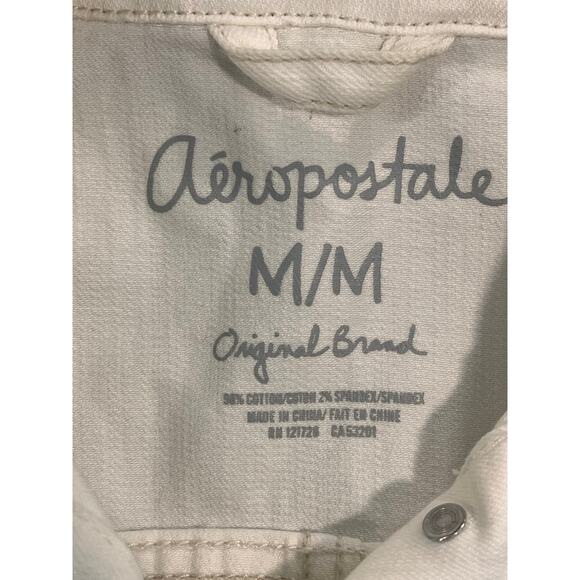 Aeropostale White Denim Jacket Med Rhinestone Strawberry Embellished Y2K Style - Picture 9 of 16